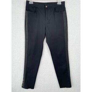 Antthony Original Black Slim Ankle Pants Side Stitch Button Hem Size 8 10025
